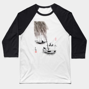 Boat on a lake Baseball T-Shirt